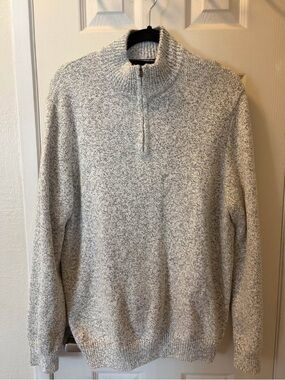 Chaps Men's Marled Light Gray Half-Zip Sweater